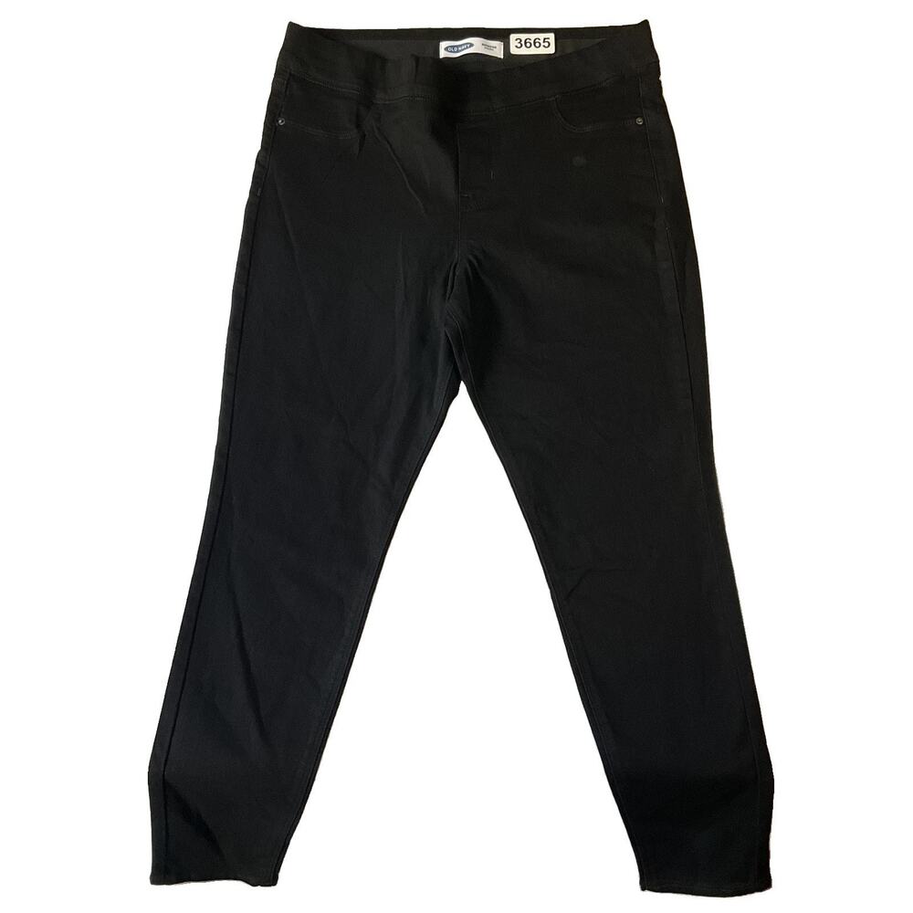 Old Navy Women Legging 14 Black Rockstar 28" Inseam Stretch Jeggings 35” Waist